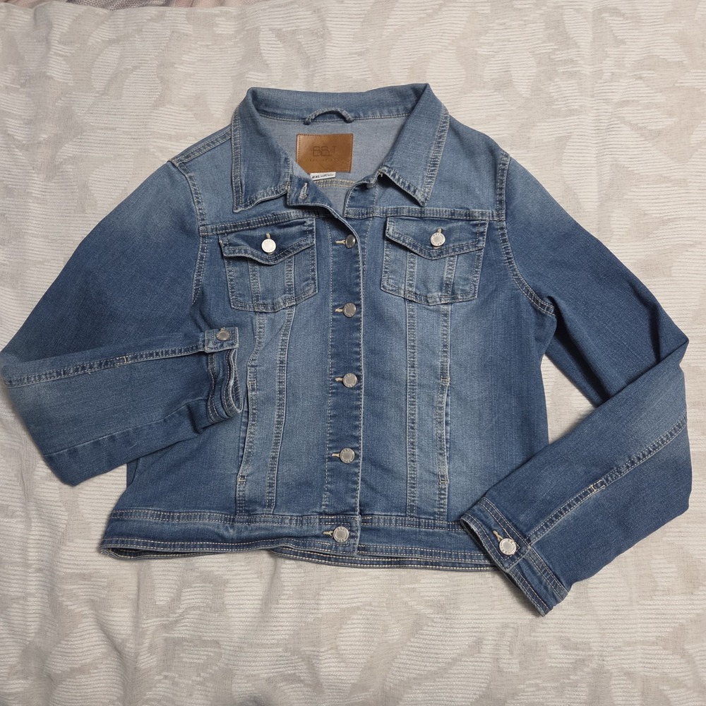 BBJ Los Angeles Blue Denim Crop Waist Jacket Womens XL Y2K Hipster Indie Cowgirl